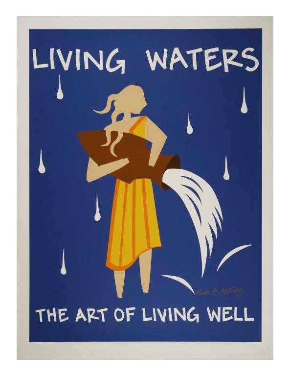 Appraisal: Serigraph print of a woman pouring water from an amphora