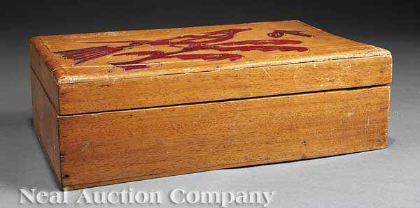 Appraisal: An American Folk Art Carved and Painted Butternut Box the