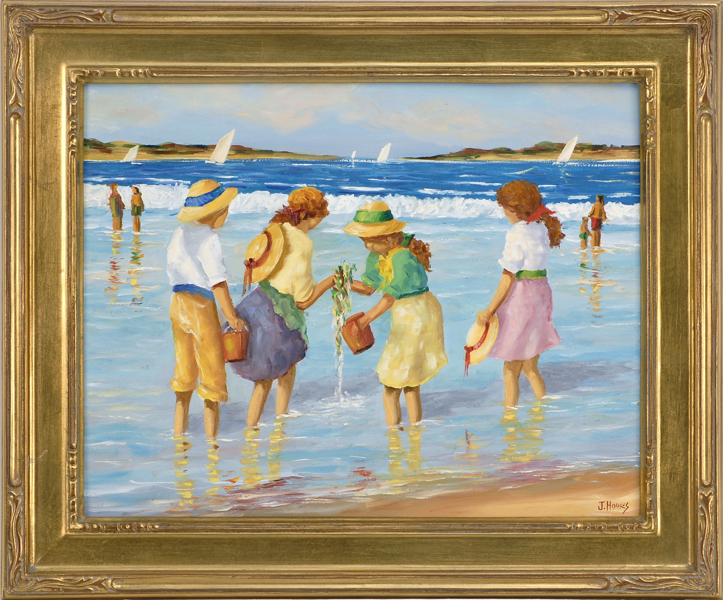 Appraisal: JEROME HOWESAmerican b Children at the shore Signed lower right