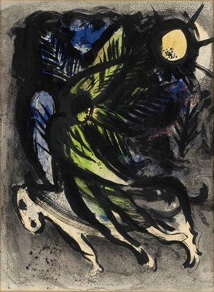 Appraisal: AFTER MARC CHAGALL FIGURE AND HORSE Print in color x