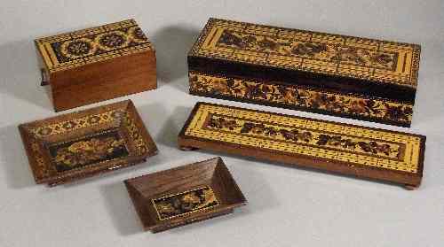 Appraisal: A late Victorian rosewood and Tunbridge ware rectangular card box