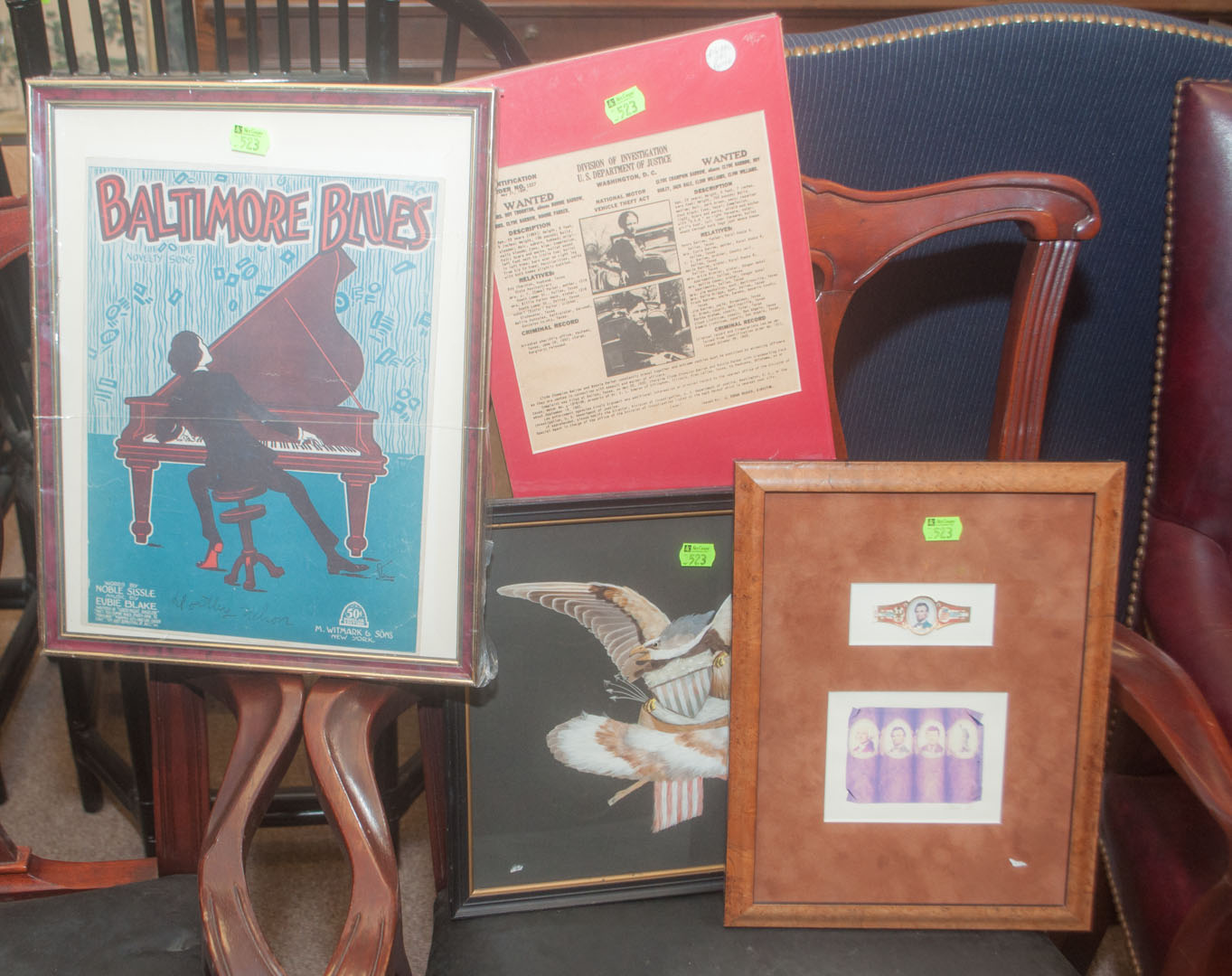 Appraisal: Assortment of framed and unframed items including two Dillinger prints