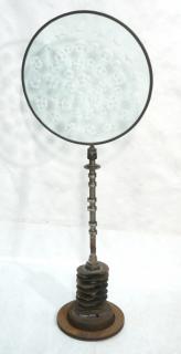 Appraisal: Industrial style Glass Magiscope Sculpture Round dimpled glass panel on