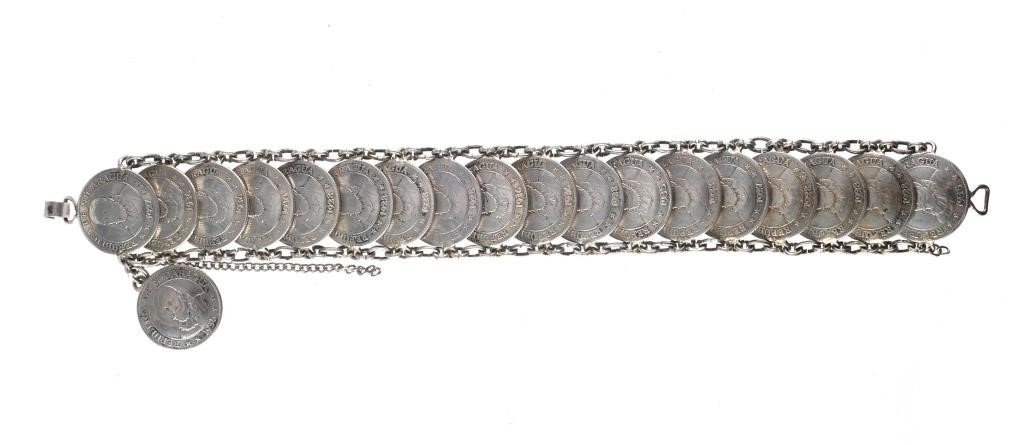 Appraisal: Bracelet about grams made up of concave centavos coins from