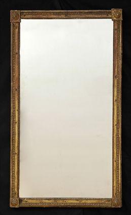 Appraisal: LOUIS XVI CARVED GILTWOOD MIRROR The rectangular frame carved with