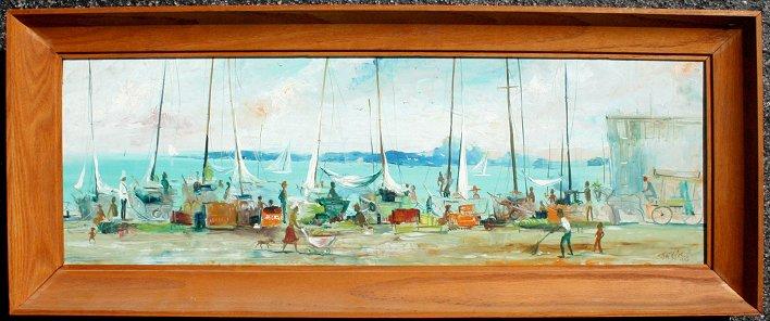 Appraisal: ROBE Jim American th C Busy Pier Scene with Figures