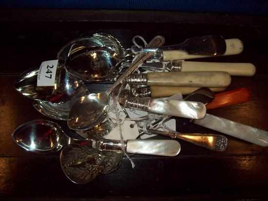 Appraisal: A COLLECTION OF JAM SPOONS WITH BONE HANDLES AND MOTHER