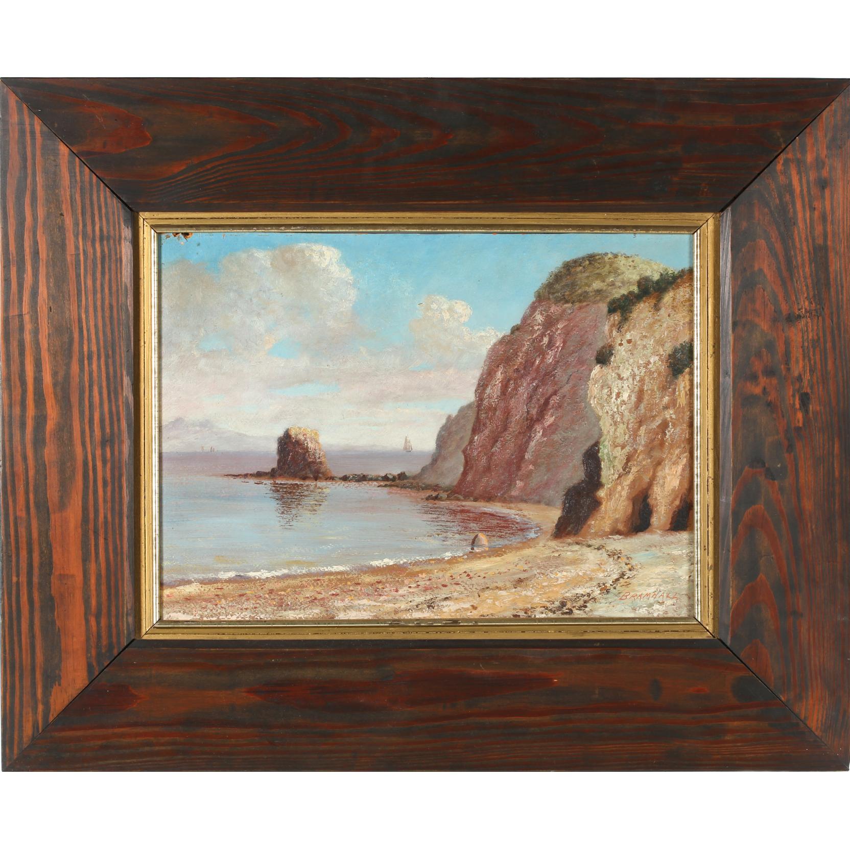 Appraisal: William Bramhall CA MA - Moonstone Beach Catalina Island oil