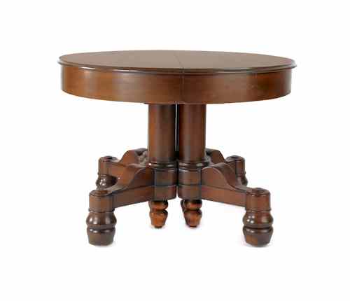 Appraisal: Empire mahogany split pedestal banquet table with four leaves h