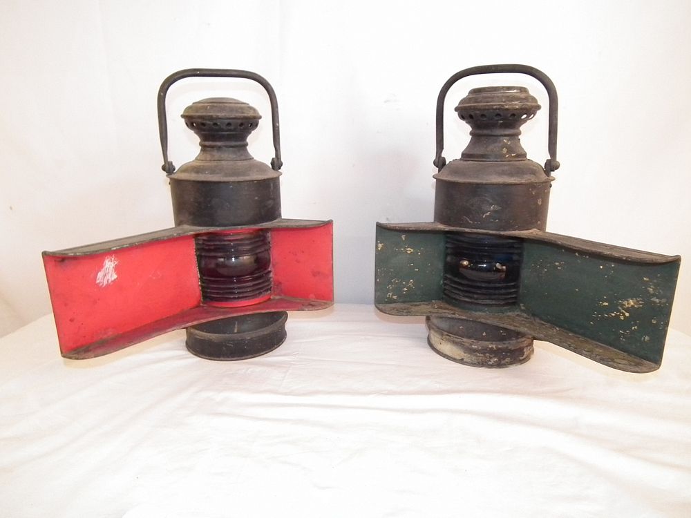 Appraisal: PAIR PERKO SHIP LAMPS Pair antique Perkins Marine PERKO ships