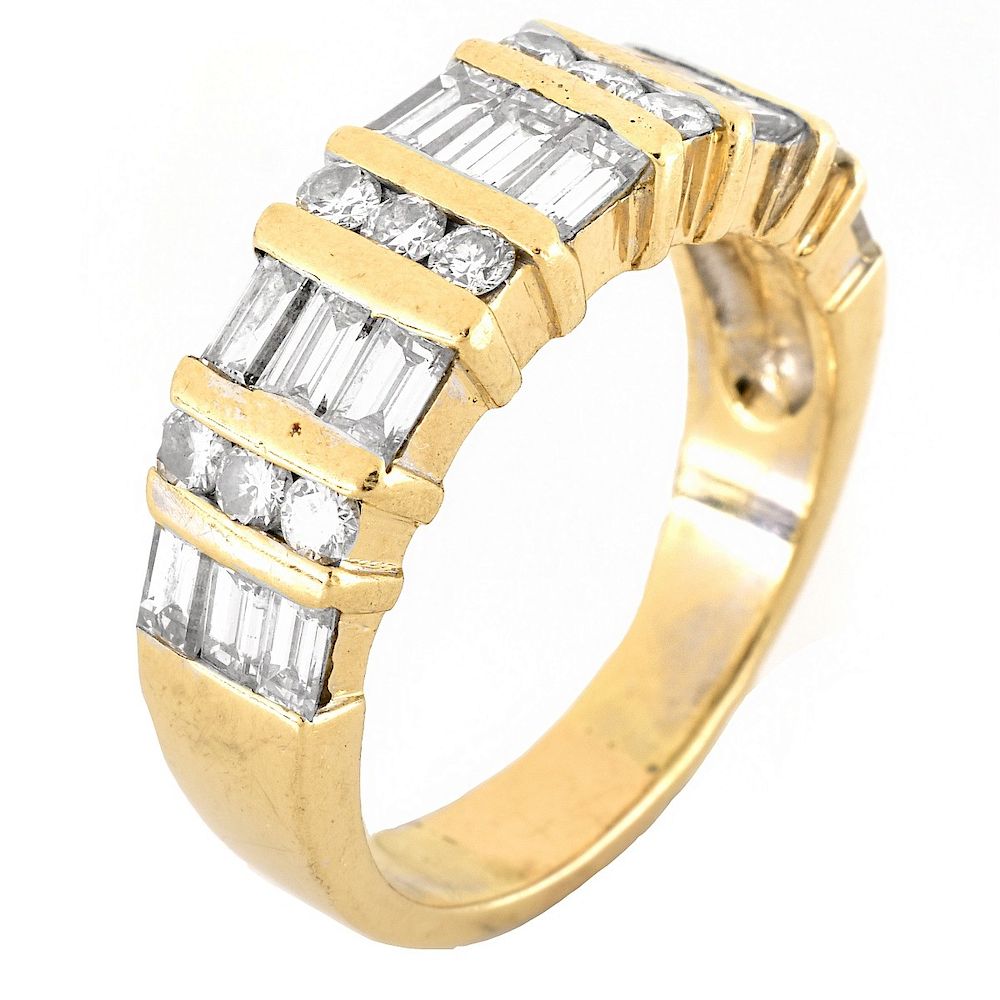 Appraisal: Diamond and K Gold Ring Vintage Approx Carat Baguette and