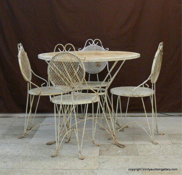 Appraisal: Patio Table and Chairs - Iron Expanded Metal Design across