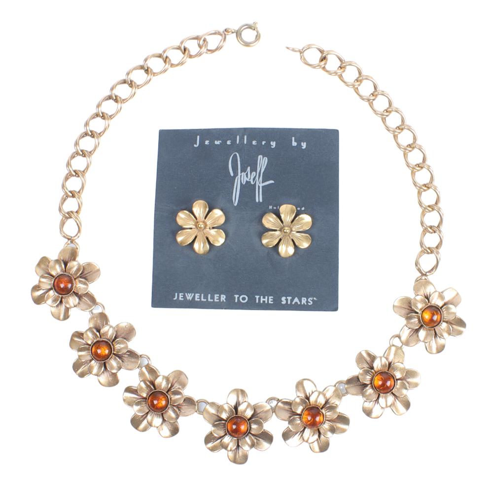 Appraisal: JOSEFF OF HOLLYWOOD GOLD TONE FLORAL JEWELRY PC GROUP L