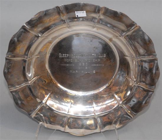 Appraisal: GORHAM STERLING SILVER PRESENTATION BOWL Standish pattern Inscription dated Diam