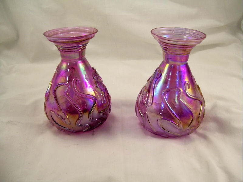 Appraisal: Pair Silvestri Pink Art Glass Vases Pair of flared opening