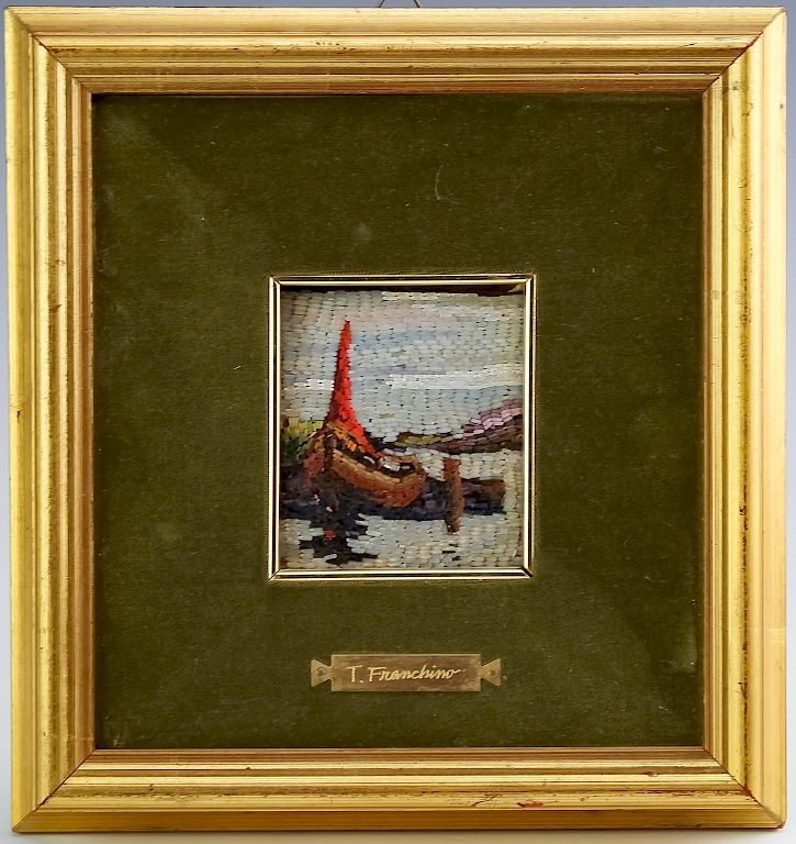 Appraisal: Teleforo Franchino Micro Mosaic Italian Seascape Teleforo Franchino Italian micro