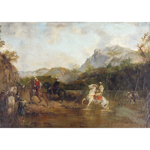 Appraisal: European oil on canvas Orientalist landscape late th early th