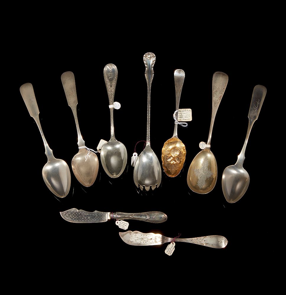 Appraisal: Assorted Silver Serving Pieces Assorted silver serving pieces comprising Coin