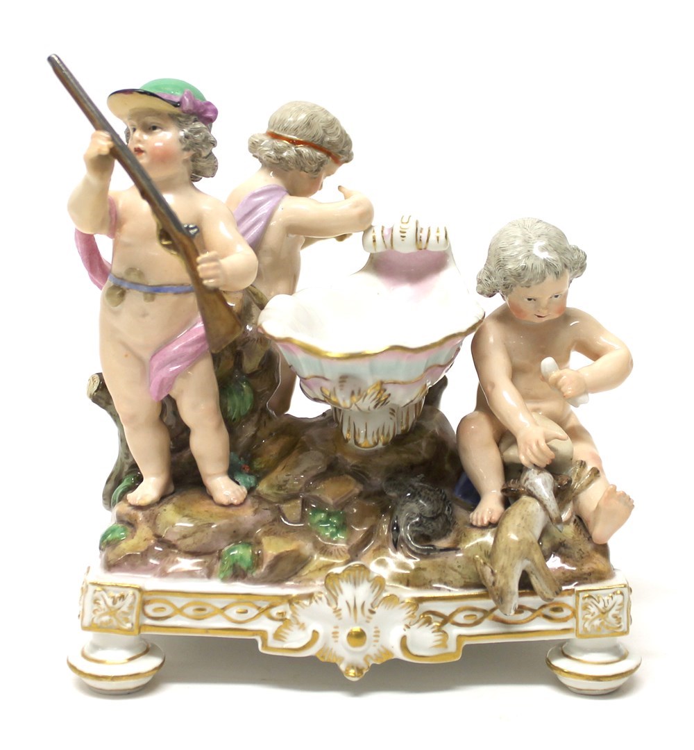 Appraisal: A Meissen group of putti emblematic of hunting late th