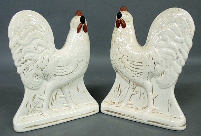 Appraisal: Pair of Staffordshire standing cockerels c See Harding s Book