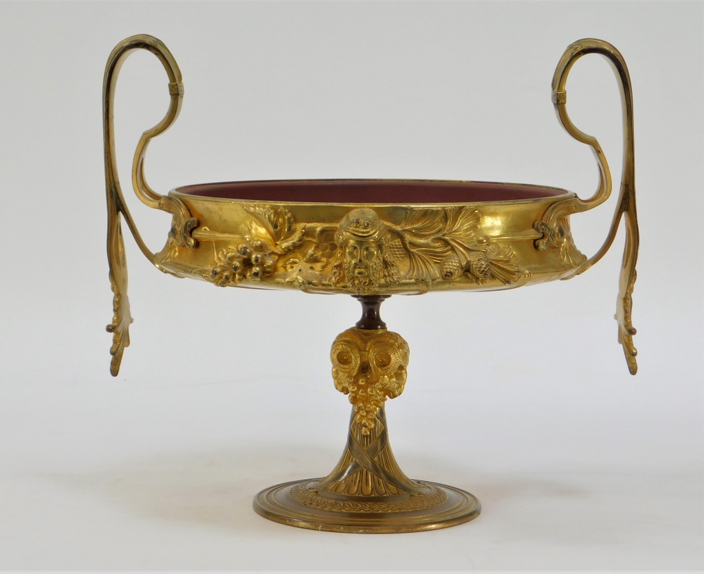 Appraisal: FRENCH GILT BRONZE NEOCLASSICAL BACCHUS COMPOTE France Late th CenturyFinely