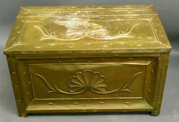 Appraisal: Continental brass woodbox h x w x d