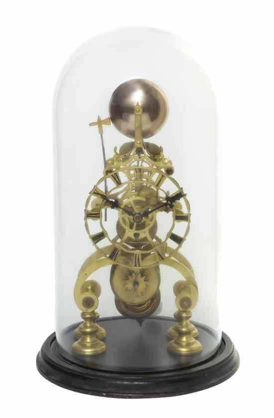 Appraisal: A Continental Gilt Metal Skeleton Clock having a circular dial