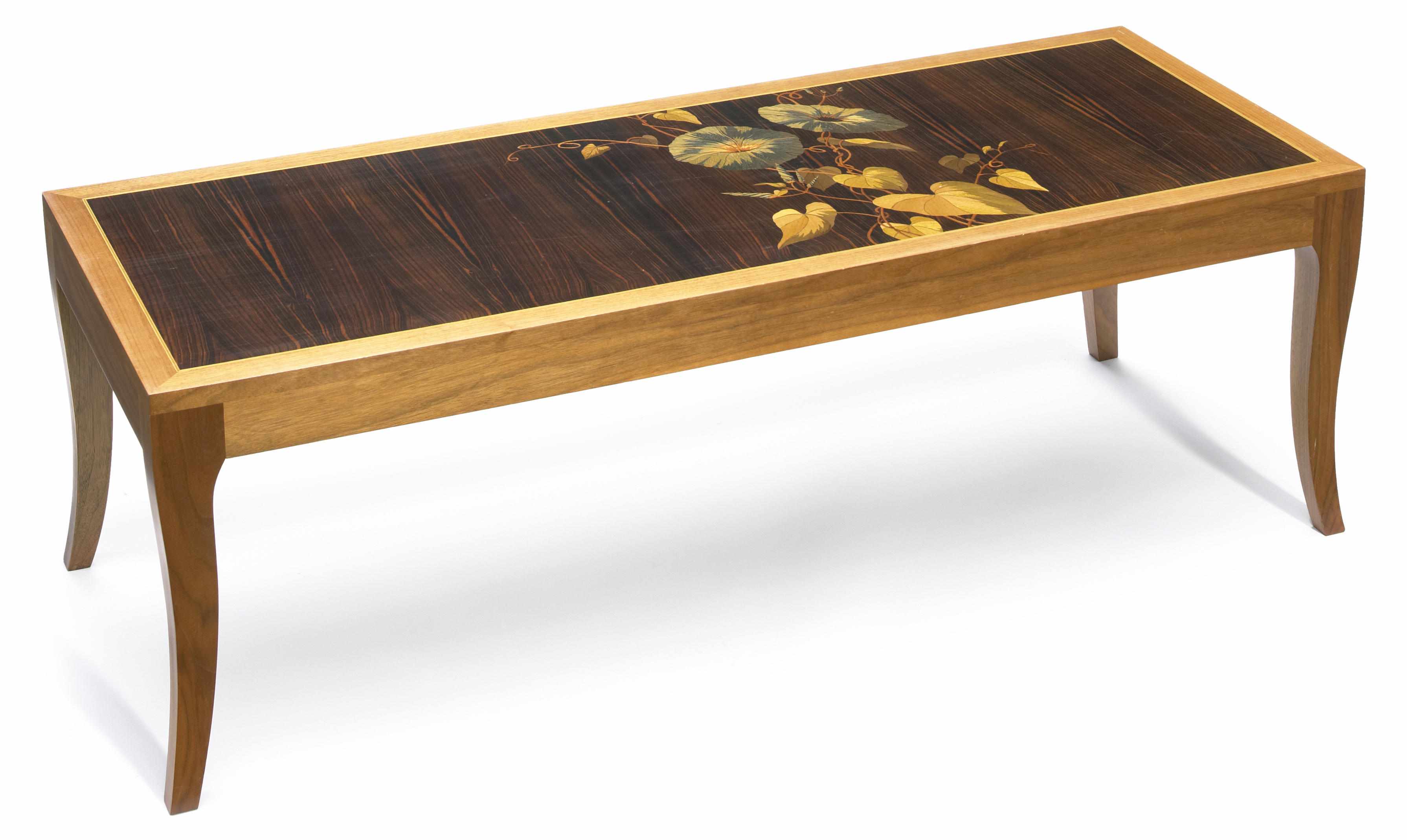 Appraisal: Silas Kopf American born low table mixed wood and marquetry