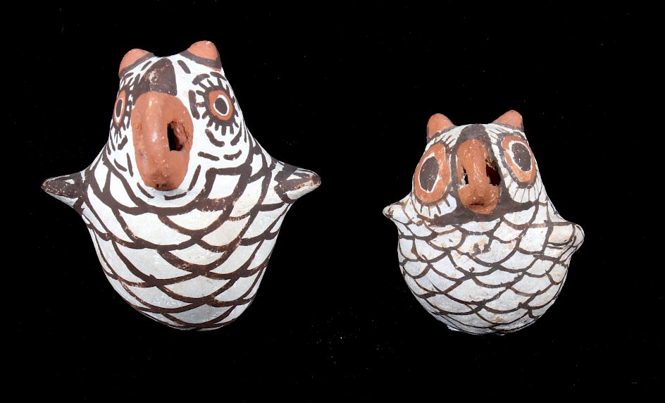 Appraisal: Pair of Acoma Polychrome Pottery Owl Effigy Figure For sale