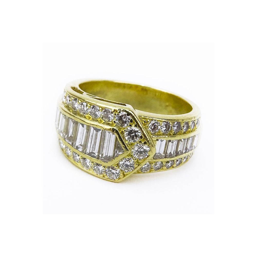 Appraisal: Diamond and K Gold Ring Vintage Approx Carat Baguette and