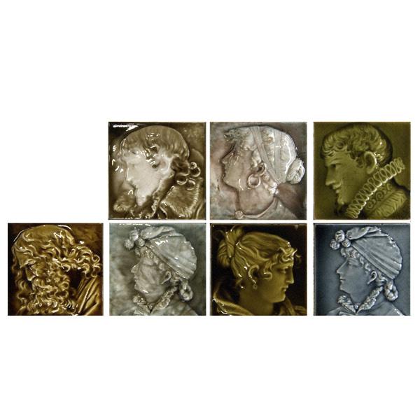 Appraisal: TRENT PROVIDENTIAL Seven assorted portrait tiles Several chips All marked