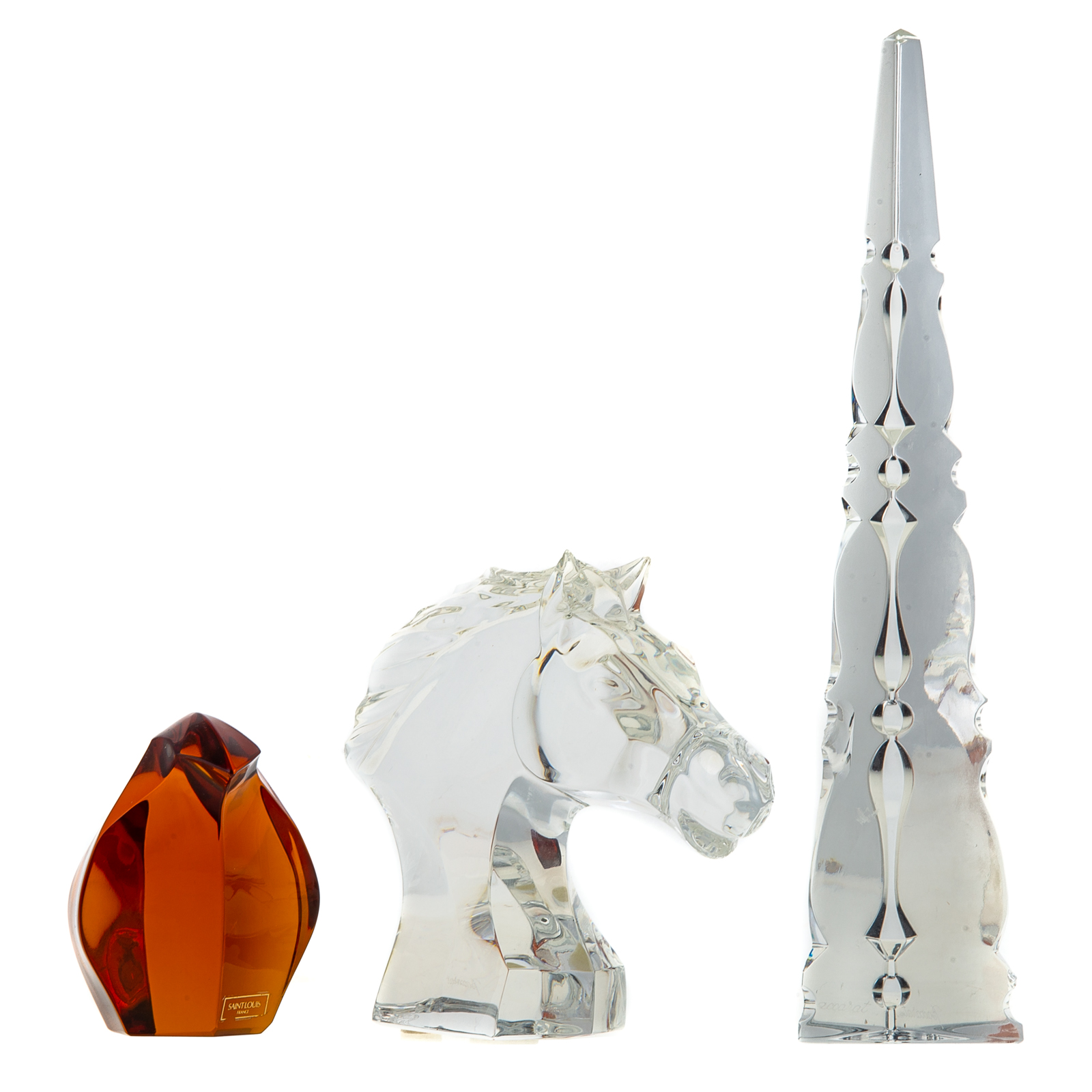 Appraisal: TWO BACCARAT CRYSTAL ITEMS ST LOUIS PAPERWEIGHT Baccarat crystal horse