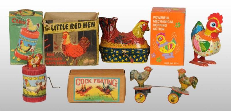 Appraisal: Lot of Tin Rooster Toys Description All are working Includes