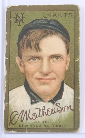 Appraisal: T- baseball card of Christopher Mathewson New York Giants creased