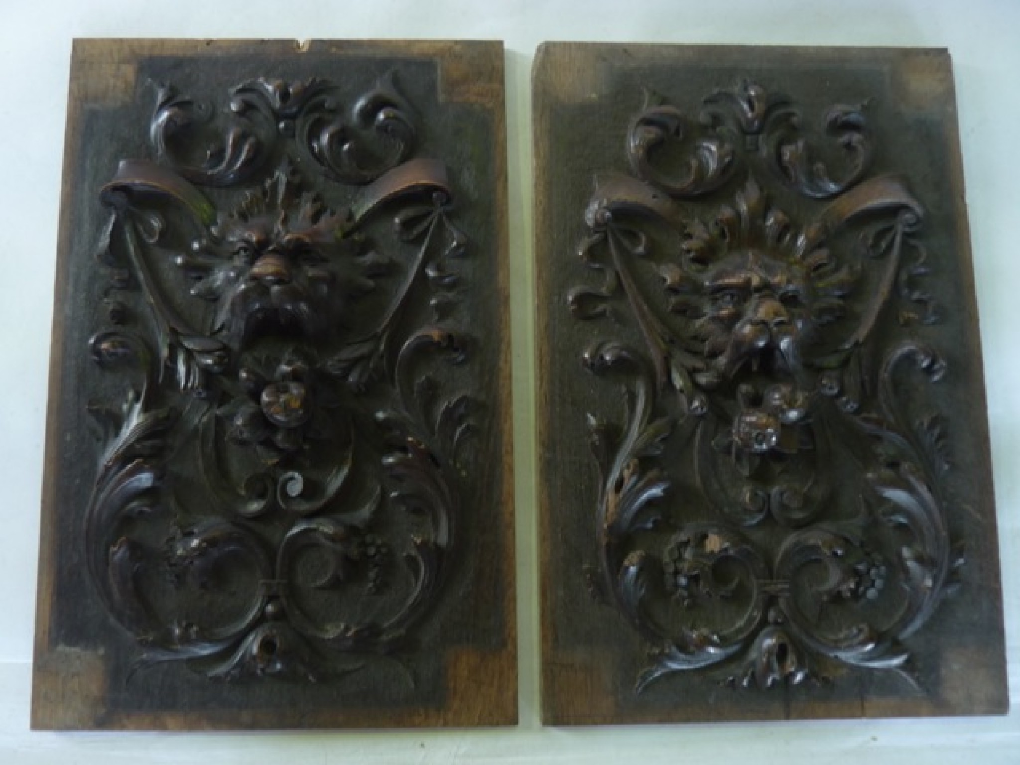 Appraisal: A pair of antique oak panels of rectangular form with