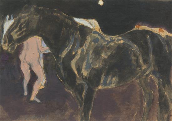 Appraisal: Sale Lot Susan Hertel American Horses Dog and Nude with