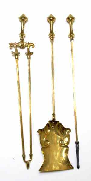 Appraisal: Federal Style Brass Fire Tool Setthree pieces including a poker