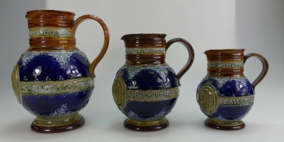 Appraisal: Set of Royal Doulton Stoneware Royal Doulton Jugs heights cm