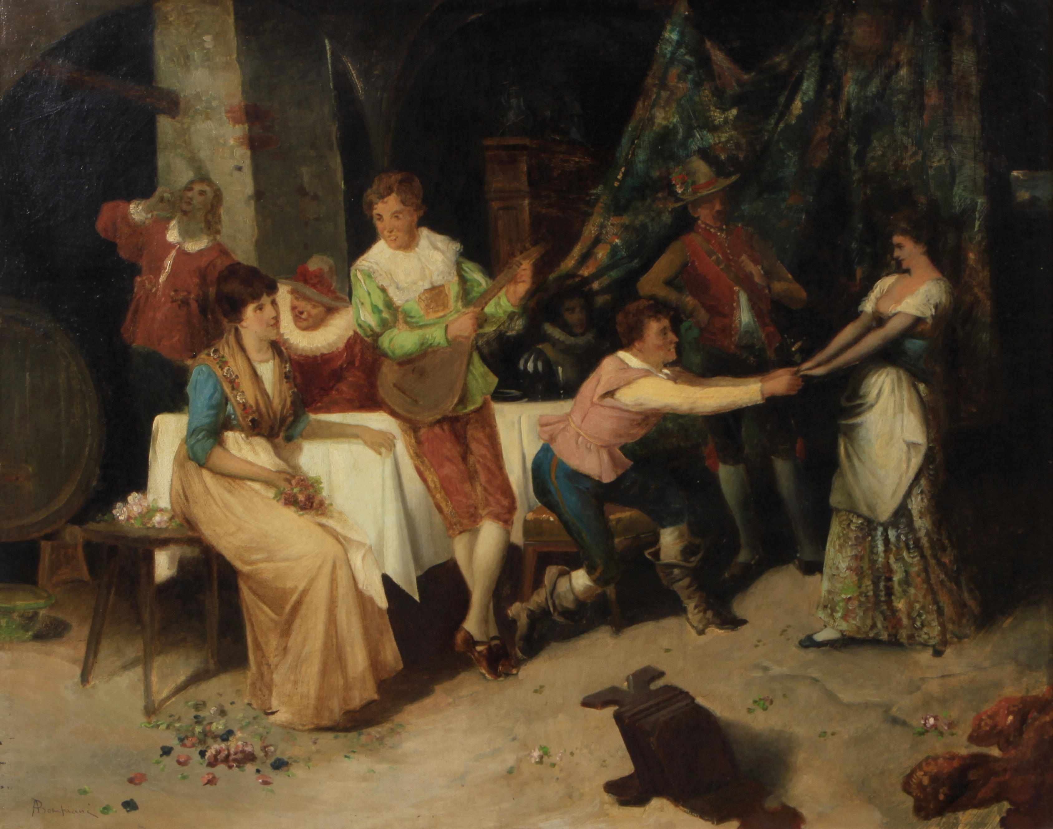 Appraisal: Attributed to Augusto Bompiani Italian - Figures carousing in an