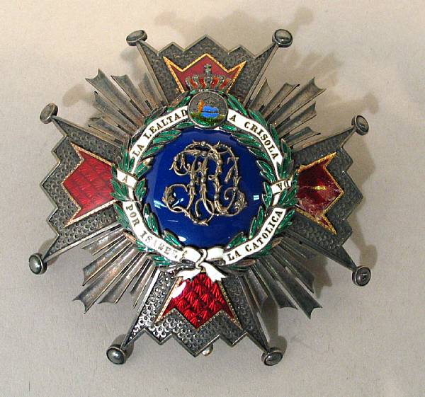 Appraisal: A Spanish breast star of the Order of Isabella the