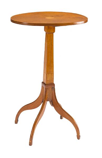 Appraisal: A Federal inlaid birch candlestandNew Hampshirepossibly from the workshop of