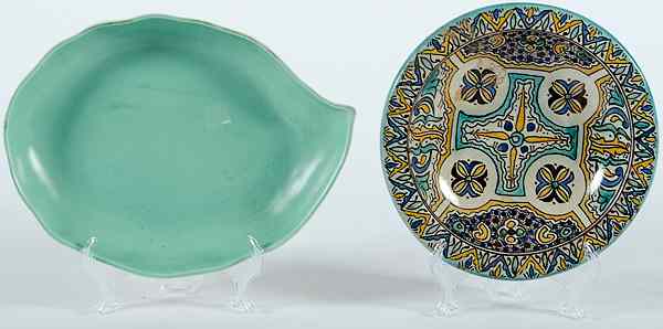 Appraisal: Contemporary Ceramic Bowls American a leaf bowl with matte turquoise