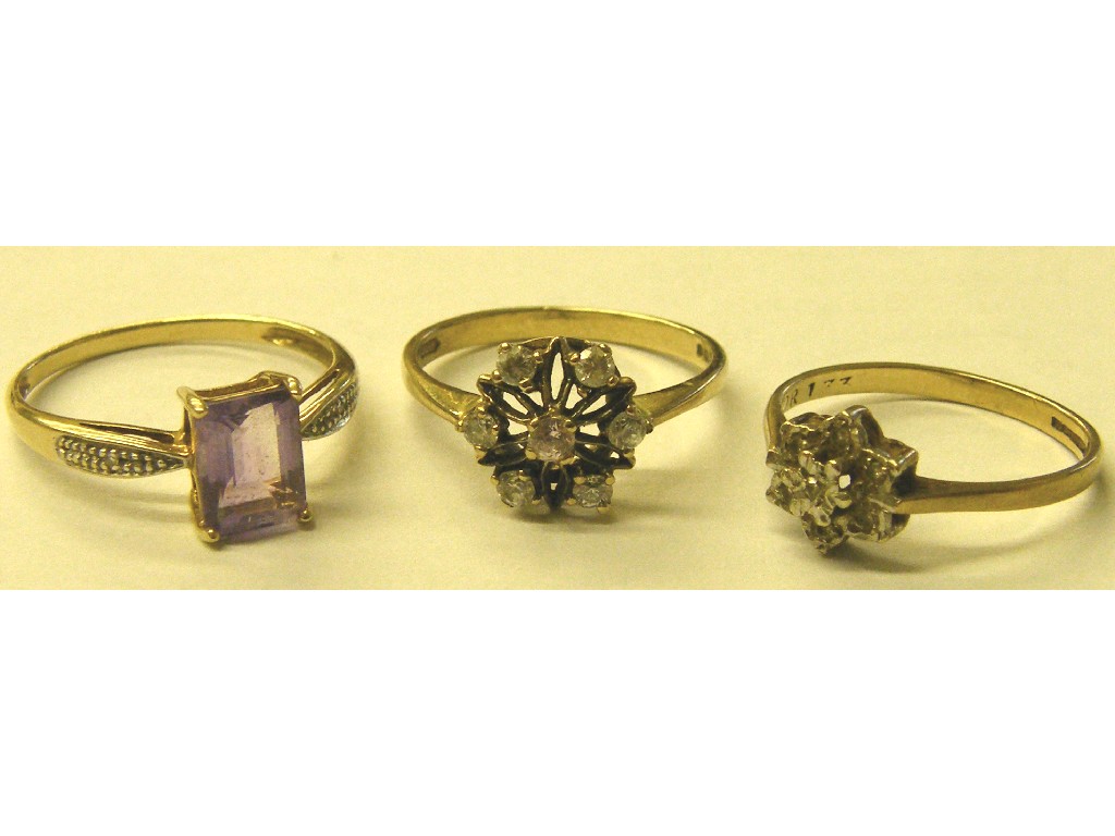 Appraisal: Three ct stone set dress rings grams