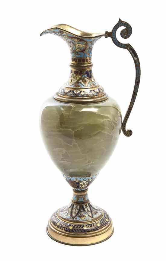 Appraisal: A French Onyx Champleve and Gilt Bronze Mounted Decorative Ewer