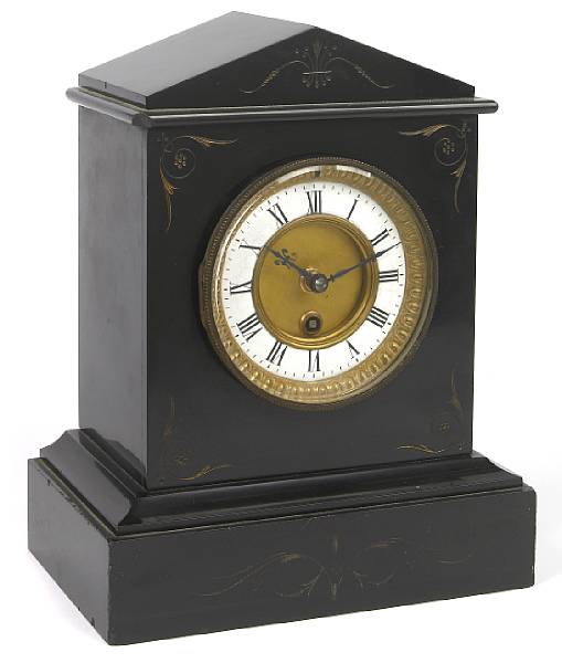 Appraisal: A Neoclassical style slate mantel timepiece height in width in