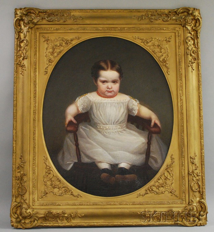 Appraisal: th Century American School Oil on Canvas Portrait of Baby