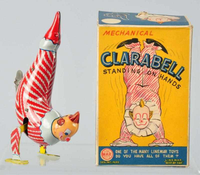 Appraisal: Tin Linemar Clarabell the Clown Wind-Up Toy Description Japanese Post-war