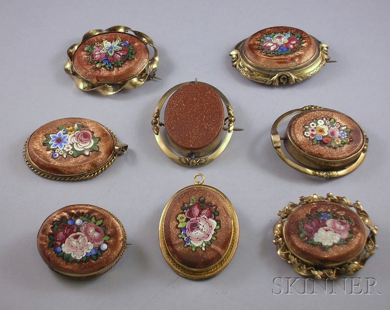 Appraisal: Seven Micromosaic Brooches damage with an additional swivel brooch