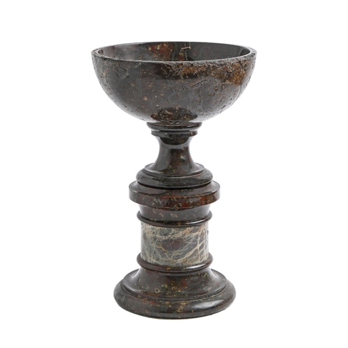 Appraisal: A Victorian Cornish serpentine bowl and pedestal of hemispherical form