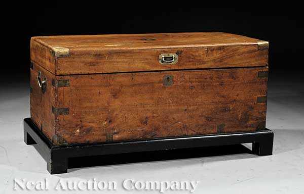 Appraisal: An English Brass-Bound Camphorwood Campaign Chest mid- th c rectangular